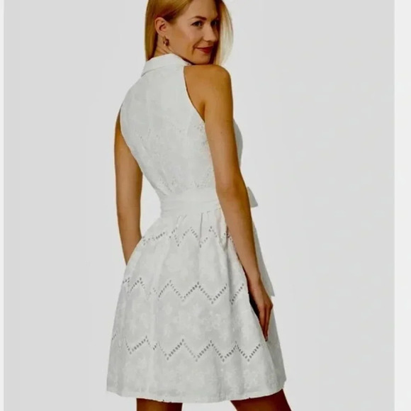 VINCE CAMUTO Belted Eyelet Dress in White. Sz: 16 - Picture 3 of 11
